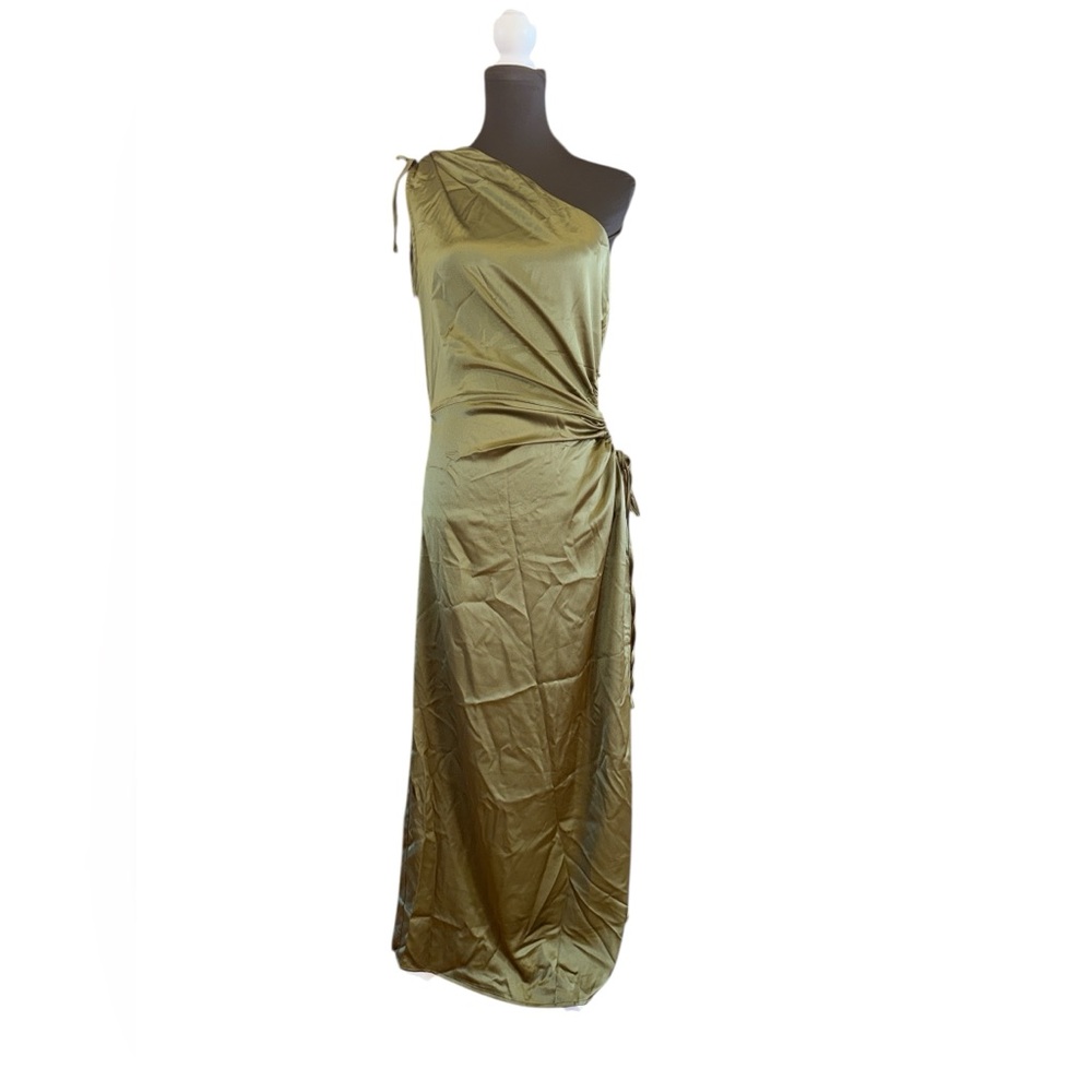 Elegant Olive Green One-Shoulder Dress